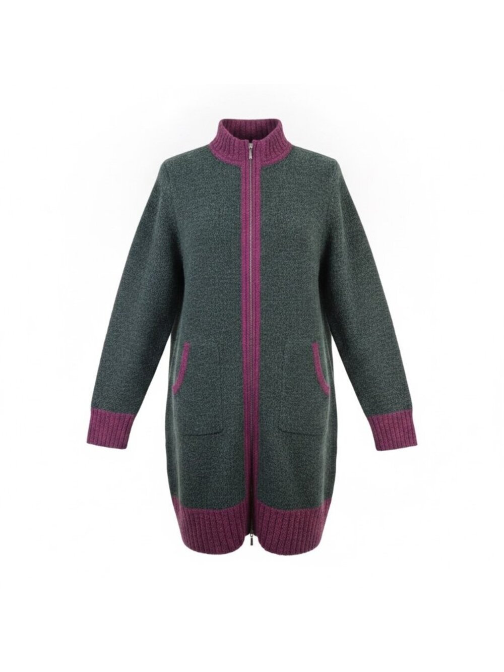 Linea Leisure Womens Gray & Pink Zip Cardigan Coat Size XL